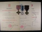 Válečný kříž 1939, stříbrná medaile za zásluhy, odznak SOPV + dekrety