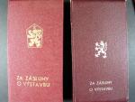 Vyznamenání - Za zásluhy o výstavbu I. vydání 1951-1960 ČSR č.1219 + II. vydání 1960-1989 ČSSR č.4432, k oběma udělovací průkaz