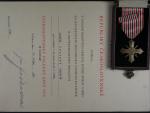 ČS válečný kříž 1939 s dekretem na příslušníka 1. čs armádního sboru v SSSR, hrdiny ČSSR, por. Vendelína Opatrného