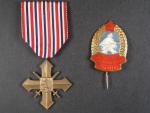 Pamětní odznak partyzánské skupiny Štramberk poškozený šroub + dekret a čs válečný kříž 1939 + dekret