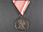Medaile za statečnost I. třídy, Ag, na hraně značka A, původní vojenská stuha, vydání 1914 - 1917