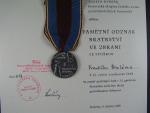 Pamětní odtnak bratrství ve zbrani se stužkou + dekret