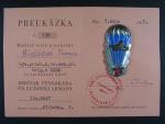 Odznak výsadkového vojska z obdobi 1965-1992 č.8627, první typ, uřezaný závit + průkaz