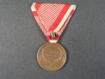 Bronzová medaile za statečnost, původní vojenská stuha, vydání 1914 - 1917