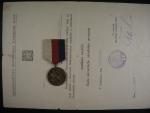 Řád Slovenského národního povstání pamětní medaile bez značky K + dekret