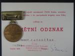 Pamětní medaile I. ČS partyzánské brigády Jana Žižky z Trocnova k 30 výročí osvobození + dekret