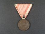 Bronzová medaile za statečnost, původní vojenská stuha, vydání 1914 - 1917
