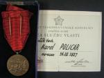 Medaile Za službu vlasti - ČSR , etue a průkaz