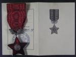 Řád Rudé hvězdy ČSSR č.2003 + etue a průkaz, mírně poškozený smalt v pravém spodním cípu hvězdy