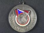 Stříbrná medaile z II. celostátní spartakiády 1960, postříbřený bronz, smalty