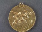 Zlatá medaile z II. celostátní spartakiády 1960, pozlacený bronz, smalty