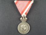 Stříbrná vojenská záslužná medaile Signum Laudis F.J.I., Ag, původní voj. stuha