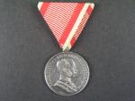Medaile za statečnost I. třídy, Ag,na hraně značeno A, původní vojenská stuha, vydání 1914 - 1917