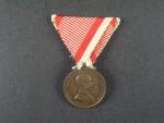 Bronzová medaile za statečnost, původní vojenská stuha, vydání 1914 - 1917