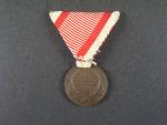 Bronzová medaile za statečnost, původní vojenská stuha, vydání 1914 - 1917