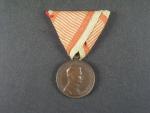 Bronzová medaile za statečnost, původní vojenská stuha, vydání 1917 - 1918