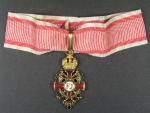 Řád Františka Josefa I., komandér, zlato, smalty, punc Au, výrobce V. Mayers & söhne, původní vojenská stuha
