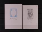 ZT rytiny zn. č. 196 - dva fázové tisky v orig. barvách na kouscích kříd. papíru, sign. Horniak