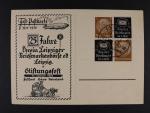KL s přítiskem 25 JAHRE VEREIN LEIPZIGER BRIEFMARKENBÖRSE a 2x zn. Mi. č. 513 s rekl. přítisky na kupónech TAG DER BRIEFMARKE 10.1.1937