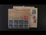 sestava 6 ks pošt. průvodek, vysoké zajímavé frankatury