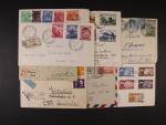 zajímavá sestava 7 ks celistvostí a výsřižku z let 1919 - 1949, zajímavé frankatury, razítka, mj. dopis do USA frank. zn. Mi. č. 575 - 7 s raz. 1. dne