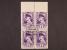 Československo (1945-1992) - zn. č. 381 ve čtyřbloku s horním okrajem a vynechanou horní vodorovnou perforací a s raz. KOLÍN 20.10.48, kat. cena cca 3500 Kč