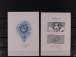 otisk orig. rytiny aršíku č. 179 v černé barvě +otisk rytiny na FDC v barvě modré na kouscích kříd. papíru, sign. Horniak