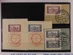 zn. č. 293 - 4 na výstřižcích s červeným raz. PRAHA 10 HRAD 21.12.34 + zn. č. 283 na výstřižku s  DR ZLATÉ MORAVCE 6.2.35 a 284 - svislá dvoupáska na výstřižku s DR ZLATÉ MORAVCE 16.3.35