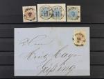 zn. Fe. č. 4, 5, 5 na výstřižku (2 ks), skl. dopis z r. 1857 frank. zn. Fe. č. 4, vše s nádražními raz. GRATZ B.H., zajímavé