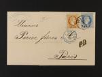 skl. firemní dopis do Paříže z r. 1871 frank. zn. Fe. č. 38 I, 39 I, pod. raz. WIEN 28.9.71