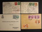 sestava 4 ks celistvostí z let 1924 - 30 do Švýcarska, Belgie, USA a Holandska, zajímavé frankatury