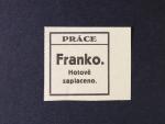 Provizoria - Práce Praha zn č. NN 20 v černé barvě na šedém papíře s pravým okrajem, kat. cena 5000 Kč