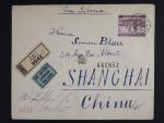 let. R-dopis do Shanghaie frank. zn. č. 46, pod. raz. PRAHA 7 23.4.41přích. raz. SHANGAI, cenzurní páska a raz., velmi zajímavé, neobvyklá destinace