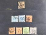 zn. Mi. č. 1 s číselným raz. 113, zk. Richter + zn. II. emise Mi. č. 3 - 6 vč. zn. 16S, celkem 7 ks, bar. odstíny, kat. cena 420 EUR