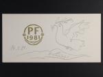 Svolinský Karel 1896 - 1986, význačný malíř a grafik - novoročenka Čs. pošty z r. 1981 s dokreslenou holubicí a vlastnoručním podpisem