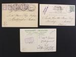 sestava 3 ks pohlednic z let 1902-10 (2x dl. adresa), zajimave frankatury