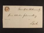 skl. dopis z r. 1853 frank. zn. Fe. č. 3,  typ III s nádražním jednokruh. raz. EISENB: OLLMÜTZ 26.7., průch. a přích. raz., zajímavé