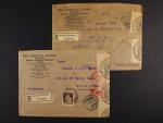 dvě obchodní R-celistvosti do ČSR z r. 1916, pestrá zajímavá frankatura, cenzurní pásky a raz.