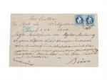 skl. R-dopis z r. 1872 do Brna, adresovaný na hraběnku Mylius Malovetz, představenou ústavu šlechtičen, frank. vodorovnou dvoupáskou zn. Fe. č. 38 I, pod. raz. NEUSTADT 1.7.1872 + přích. raz., lux. kv