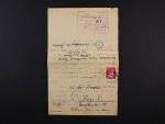 Sachsenhausen - originální zálepka do Prahy s pod. raz. ORANIENBURG 11.2.45 + kulaté raz. Postzensurstelle K.L. Sachsenhausen E.