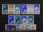 námět kosmos - zn. Mi.č. 1677 - 80 ve třípáskách + zn. Mi. 1684 - 5, 1717 - 20, 1794
