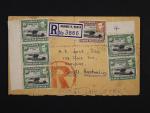 Uganda Kenya Tanganyika - R-dopis do Austrálie frank. zn. 10c (5x) + 1Sch ROYAL VISIT 1952, pod. raz. NAIROBI REGISTERED 1.FE.52 + průch. a přích. raz., zajímavé