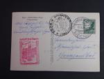 Sudety, Eger (Cheb), fotopohlednice přepravená vzducholdí 1.Zeppelinlandung im Sudetenland 13.8.39,frankováno let. zn. 50 pf., podací raz. Frankfurt + červený a černý let. kašet