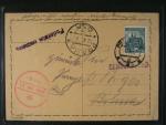 KL do Bíliny frank. zn. č. 345, pod. raz. PRAHA 1 22.10.38, příd. raz. CENZUROVÁNO, přích. červené raz. BILIN 17.OKT.1938 + svastika