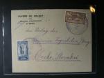 Maroko - voj. pošta v Maroku - dopis do ČSR frank. mj. zn. Mi. č. 35  výpl. zn., podací dvoukruh. fialové raz. TRESOR-ET POSTES MAE-TARCHA 28.JANV.1925, průch. raz.
