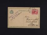 Uherska celina prelepena zn.c. 5, pod. raz.. POZSONY9.3.1919, zaslana do Prahy, zajimave
