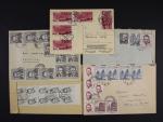 Měnová reforma - sestava 5 ks dopisů s daty 1. 2. 3. 12. a 15.6.53, násobné, pestré, zajímavé frankatury