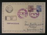 R-dofrank. celina CDV 76 do Jaroměřic s fialovým pod. raz. POŠTOVNÍ ÚŘAD BRNO 15 12.7.45, dobrá kvalita