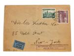 let. dopis do New Yorku frank. zn. č. 36, 38, pod. raz. BRNO 2 31.7.40 + přídavné rámeč. raz. Mit Luftpost nach Nordamerika und ab New York, na zadní str. cenzurní páska a raz., dopis uprostřed svisle