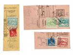 ústřižek uherské pošt. průvodky s natištěnou zn. 2fil. dofrank. zn. Hradčany č. 3 + 8, pod. raz. POZSONY 18.JUN.1919, ústřižek pošt. průvodky frank. smíš. frankaturou uherské zn. Mi. č. 213 +